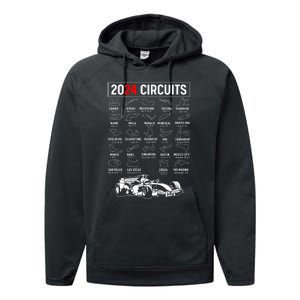 Racing Circuit Track Car Fan Race Lover 2024 Calendar Performance Fleece Hoodie