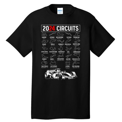 Racing Circuit Track Car Fan Race Lover 2024 Calendar Tall T-Shirt