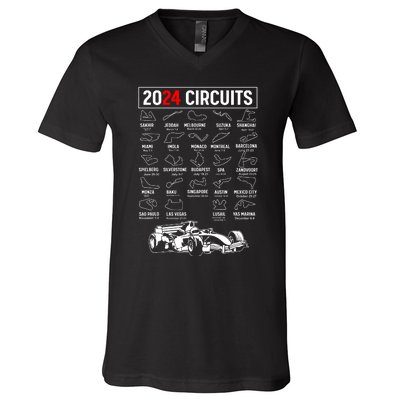 Racing Circuit Track Car Fan Race Lover 2024 Calendar V-Neck T-Shirt