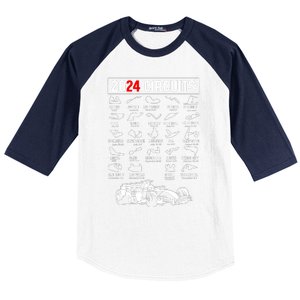 Racing Circuit Track Car Fan Race Lover 2024 Calendar Baseball Sleeve Shirt