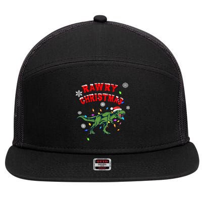 Rawry Christmas Tree Rex Gift 7 Panel Mesh Trucker Snapback Hat