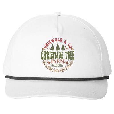 Retro Christmas Tree Farm Funny Holiday Vibes Groovy Family Snapback Five-Panel Rope Hat