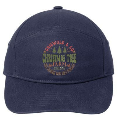 Retro Christmas Tree Farm Funny Holiday Vibes Groovy Family 7-Panel Snapback Hat