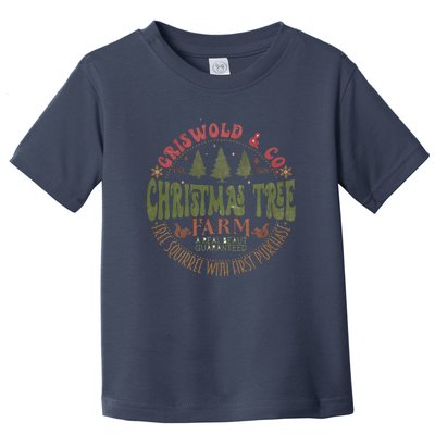 Retro Christmas Tree Farm Funny Holiday Vibes Groovy Family Toddler T-Shirt