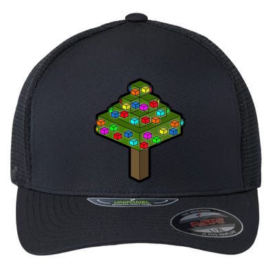 Retro Christmas Tree Blocks Gaming Craft Flexfit Unipanel Trucker Cap