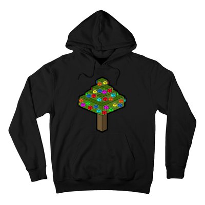 Retro Christmas Tree Blocks Gaming Craft Hoodie