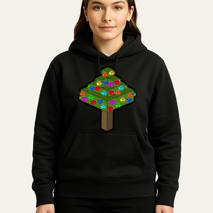 Retro Christmas Tree Blocks Gaming Craft Hoodie