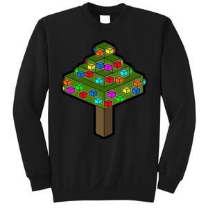 Retro Christmas Tree Blocks Gaming Craft Sweatshirt