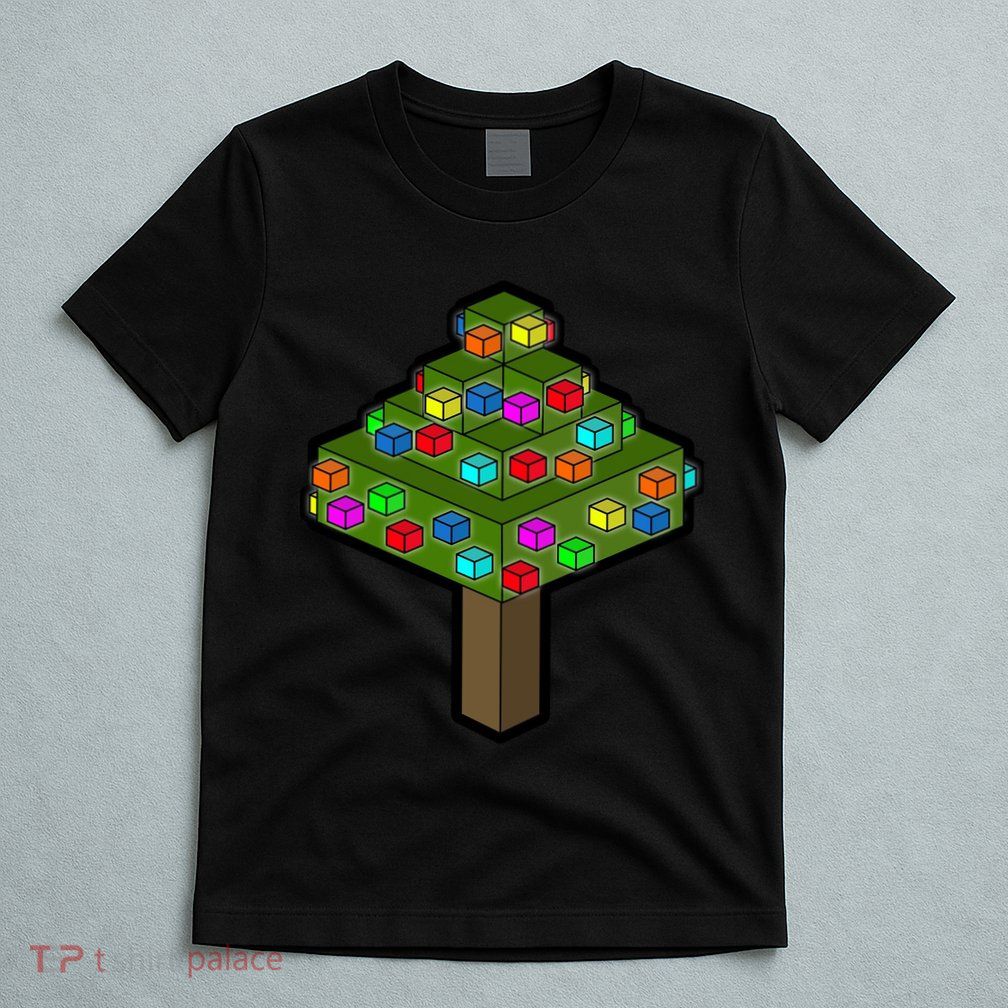 Retro Christmas Tree Blocks Gaming Craft T-Shirt