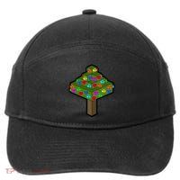 Retro Christmas Tree Blocks Gaming Craft 7-Panel Snapback Hat
