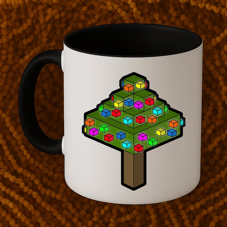 Retro Christmas Tree Blocks Gaming Craft Mug