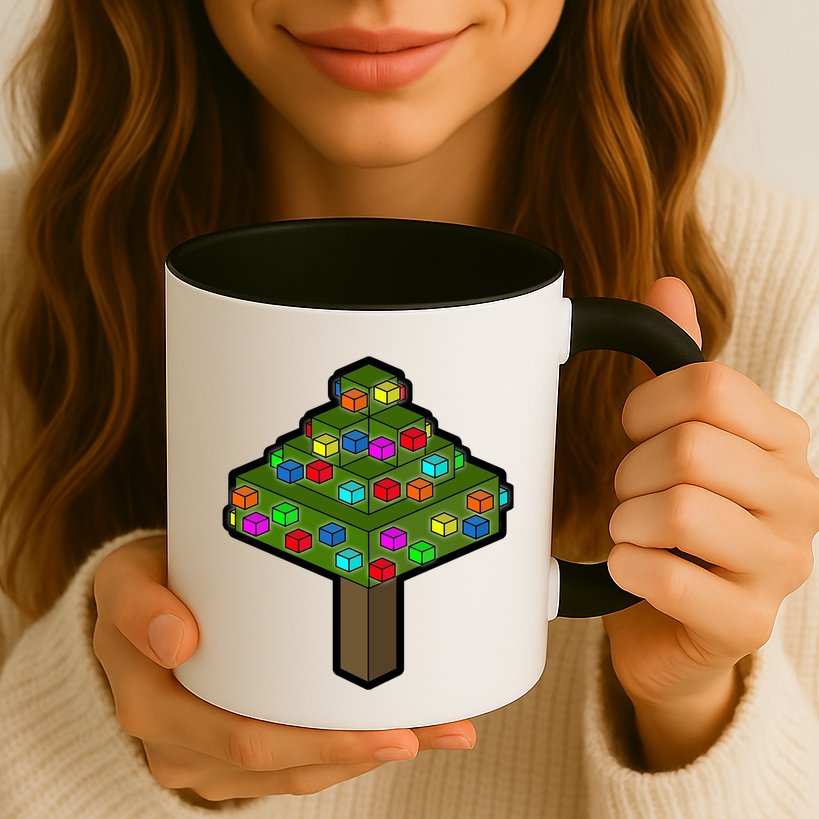 Retro Christmas Tree Blocks Gaming Craft Mug