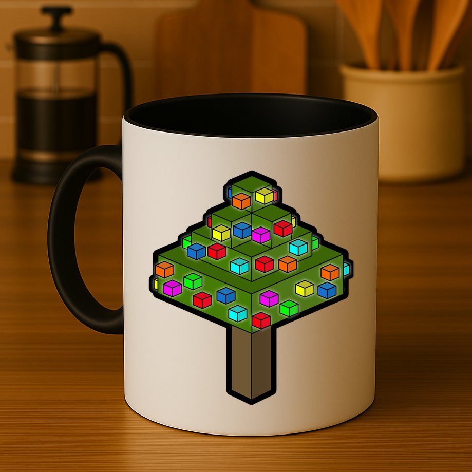 Retro Christmas Tree Blocks Gaming Craft Mug