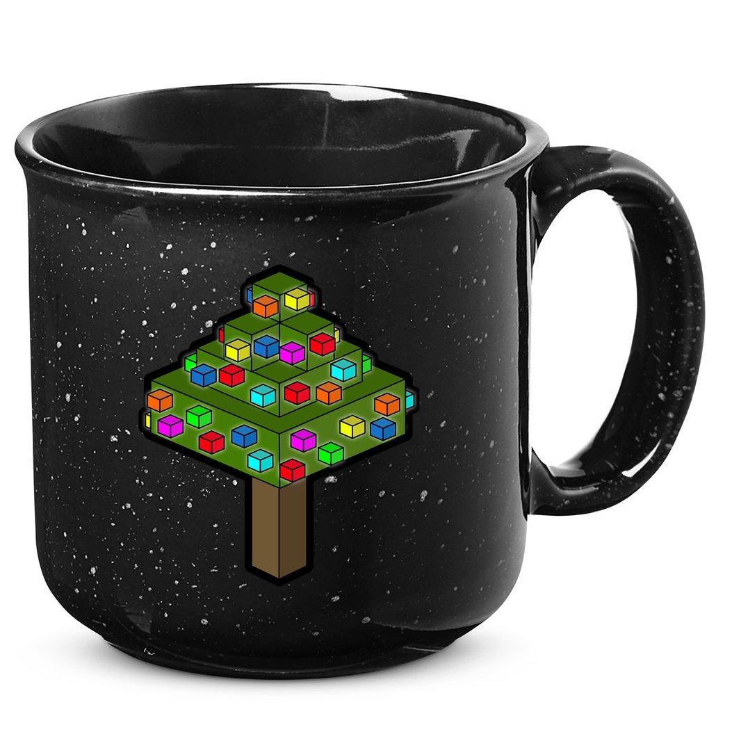 Retro Christmas Tree Blocks Gaming Craft 15oz Campfire Ceramic Mug