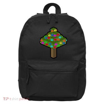 Retro Christmas Tree Blocks Gaming Craft 16 in Basic Backpack