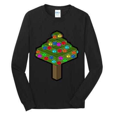 Retro Christmas Tree Blocks Gaming Craft Tall Long Sleeve T-Shirt