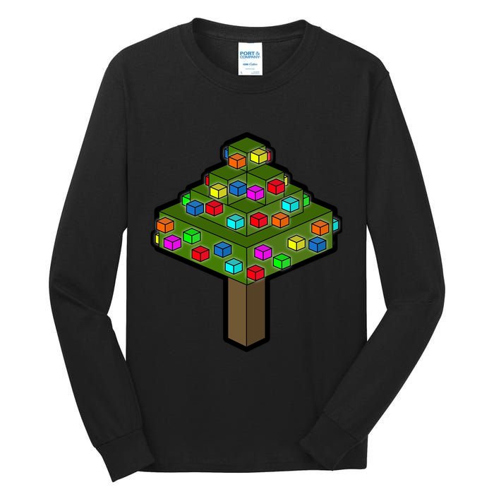 Retro Christmas Tree Blocks Gaming Craft Tall Long Sleeve T-Shirt