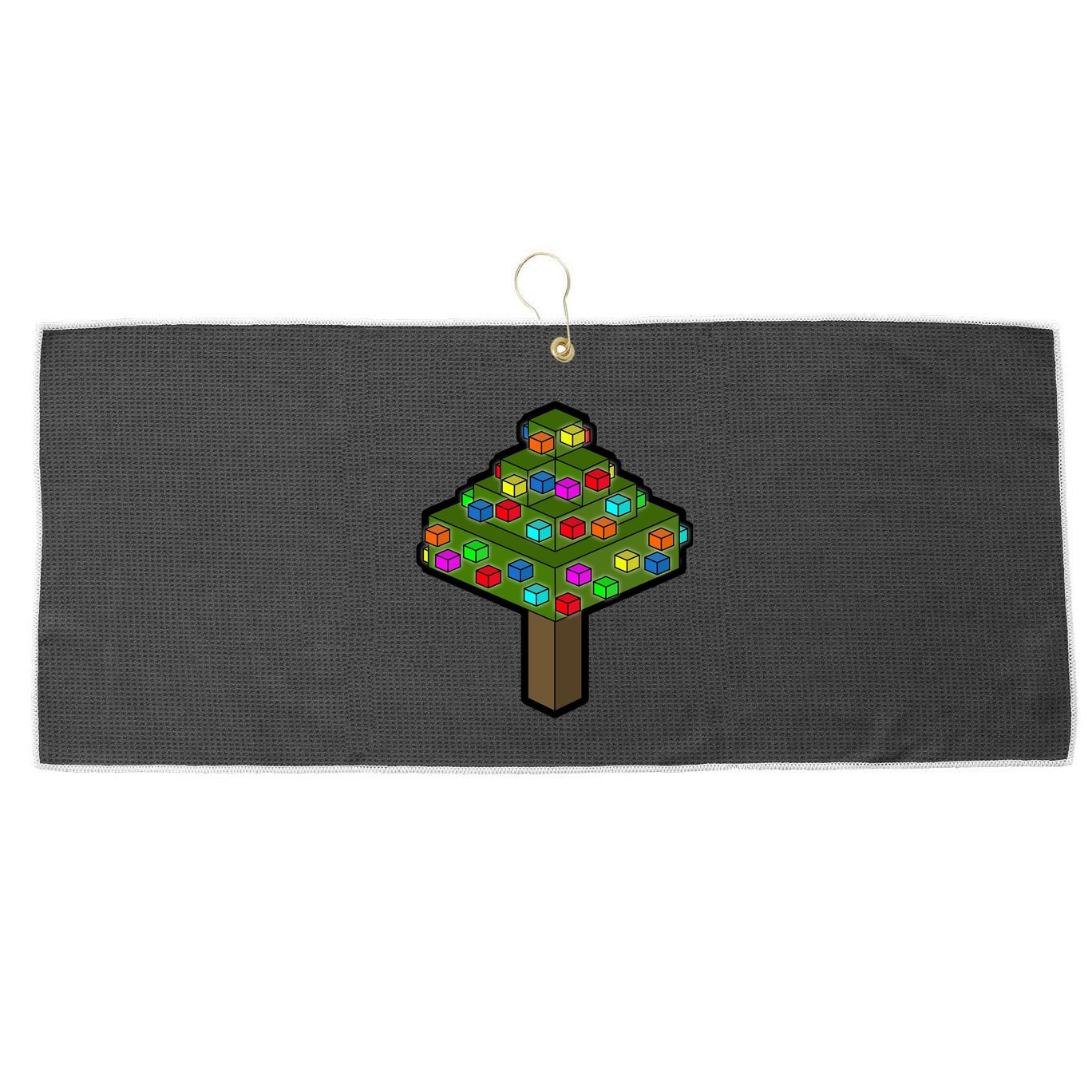 Retro Christmas Tree Blocks Gaming Craft Large Microfiber Waffle Golf Towel