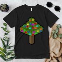 Retro Christmas Tree Blocks Gaming Craft Premium T-Shirt