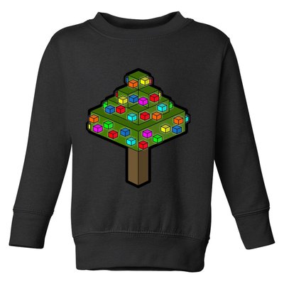 Retro Christmas Tree Blocks Gaming Craft Toddler Sweatshirt