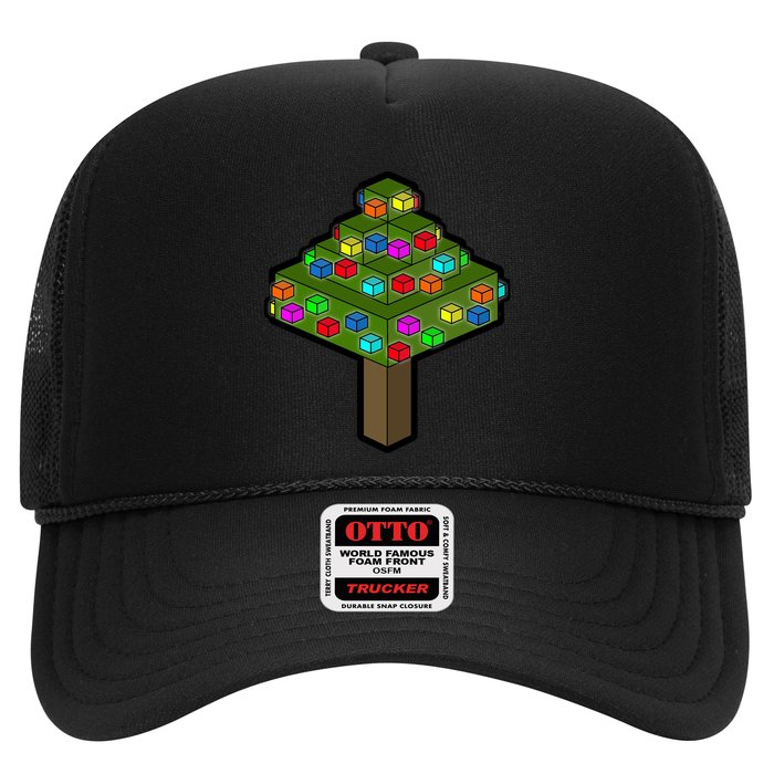 Retro Christmas Tree Blocks Gaming Craft Hat