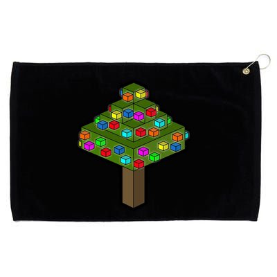 Retro Christmas Tree Blocks Gaming Craft Grommeted Golf Towel