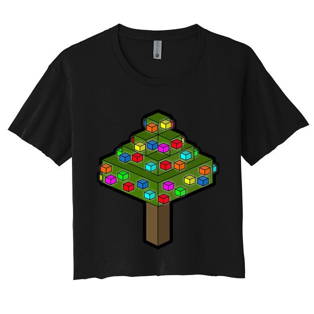Retro Christmas Tree Blocks Gaming Craft Crop Top