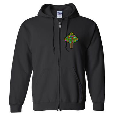 Retro Christmas Tree Blocks Gaming Craft Full Zip Hoodie