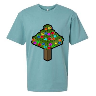 Retro Christmas Tree Blocks Gaming Craft Sueded Cloud Jersey T-Shirt