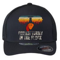 Retro Coolest Turkey In Flock Turkey Face Funny Thanksgiving Flexfit Unipanel Trucker Cap