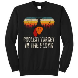 Retro Coolest Turkey In Flock Turkey Face Funny Thanksgiving Sweatshirt