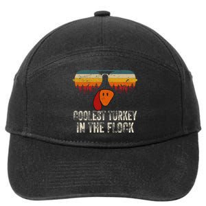 Retro Coolest Turkey In Flock Turkey Face Funny Thanksgiving 7-Panel Snapback Hat