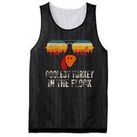 Retro Coolest Turkey In Flock Turkey Face Funny Thanksgiving Mesh Reversible Basketball Jersey Tank