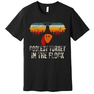 Retro Coolest Turkey In Flock Turkey Face Funny Thanksgiving Premium T-Shirt