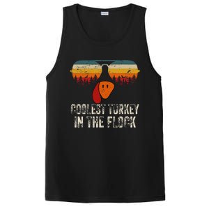 Retro Coolest Turkey In Flock Turkey Face Funny Thanksgiving PosiCharge Competitor Tank