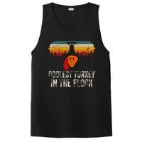 Retro Coolest Turkey In Flock Turkey Face Funny Thanksgiving PosiCharge Competitor Tank