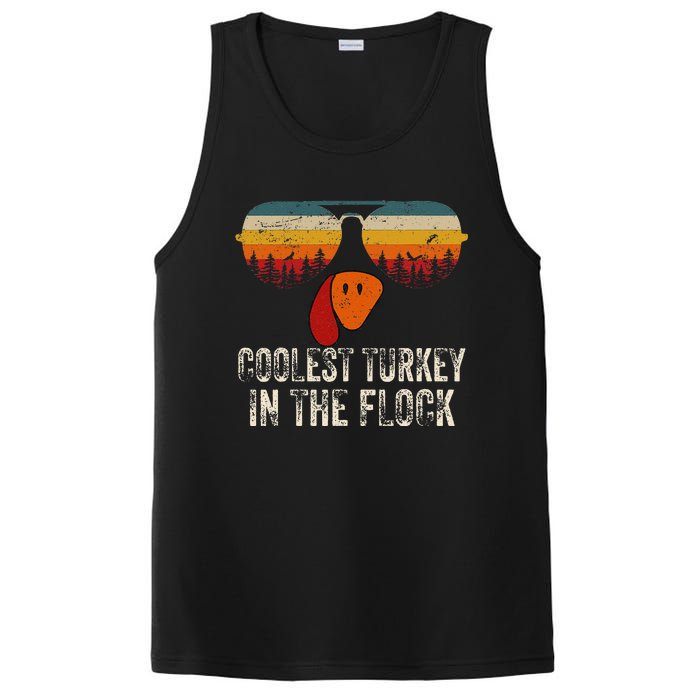 Retro Coolest Turkey In Flock Turkey Face Funny Thanksgiving PosiCharge Competitor Tank