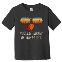 Retro Coolest Turkey In Flock Turkey Face Funny Thanksgiving Toddler T-Shirt