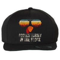 Retro Coolest Turkey In Flock Turkey Face Funny Thanksgiving Wool Snapback Cap