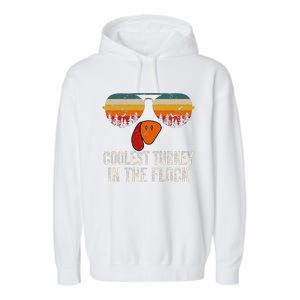 Retro Coolest Turkey In Flock Turkey Face Funny Thanksgiving Garment-Dyed Fleece Hoodie