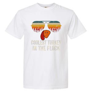 Retro Coolest Turkey In Flock Turkey Face Funny Thanksgiving Garment-Dyed Heavyweight T-Shirt