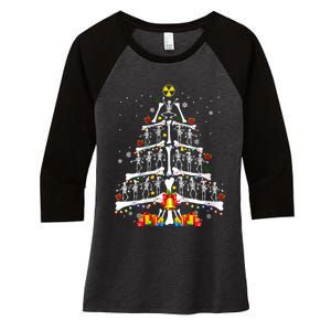 Radiology Christmas Tree Holiday Season Women's Tri-Blend 3/4-Sleeve Raglan Shirt