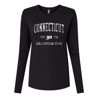 Retro Connecticut T Vintage Sports Design Womens Cotton Relaxed Long Sleeve T-Shirt