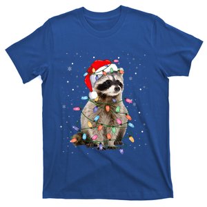 Raccoon Christmas Tree Lights Pajama Santa Racoon Lover Xmas T-Shirt