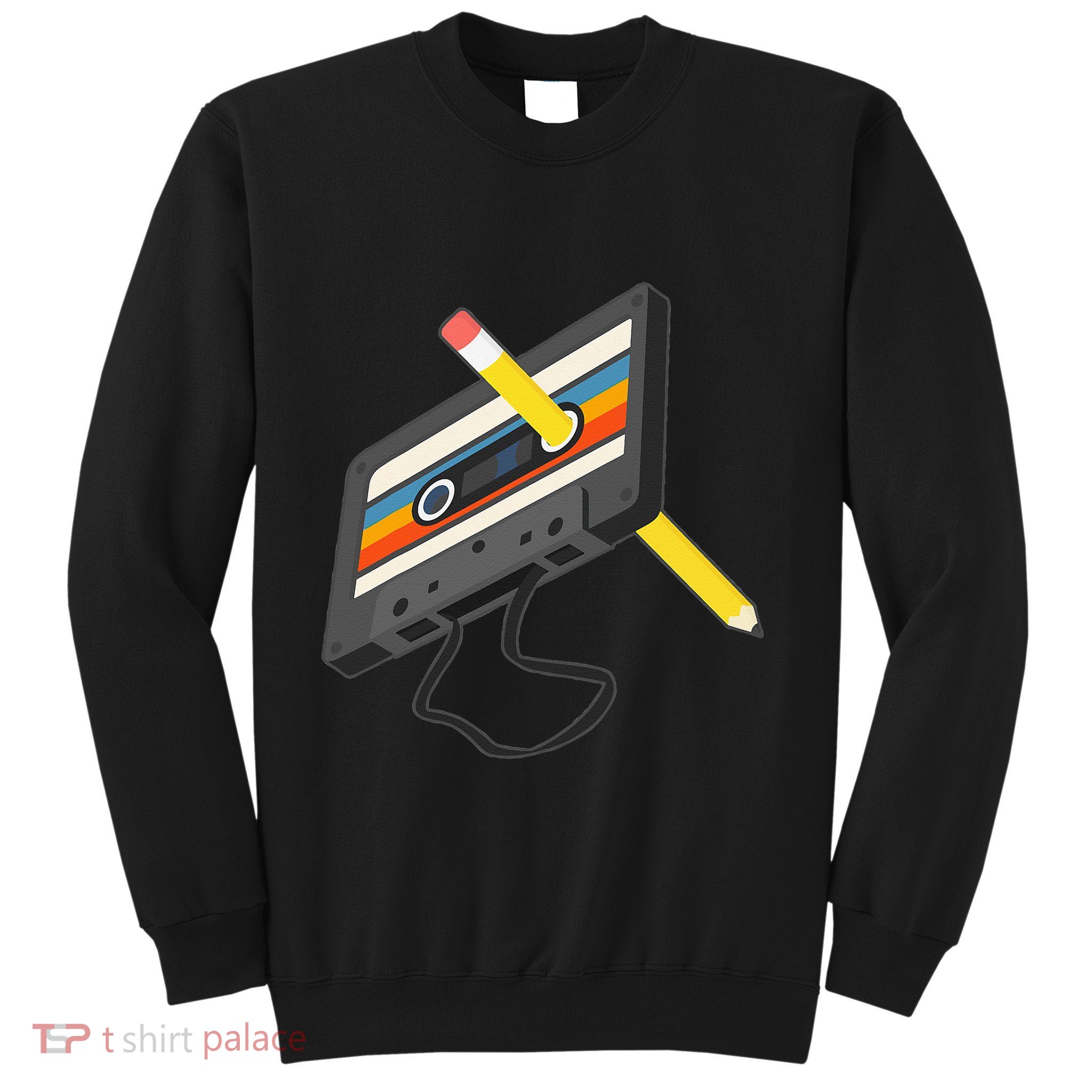 Retro Cassette Tape Pencil 70s 80s 90s Music Mixtape Sweatshirt