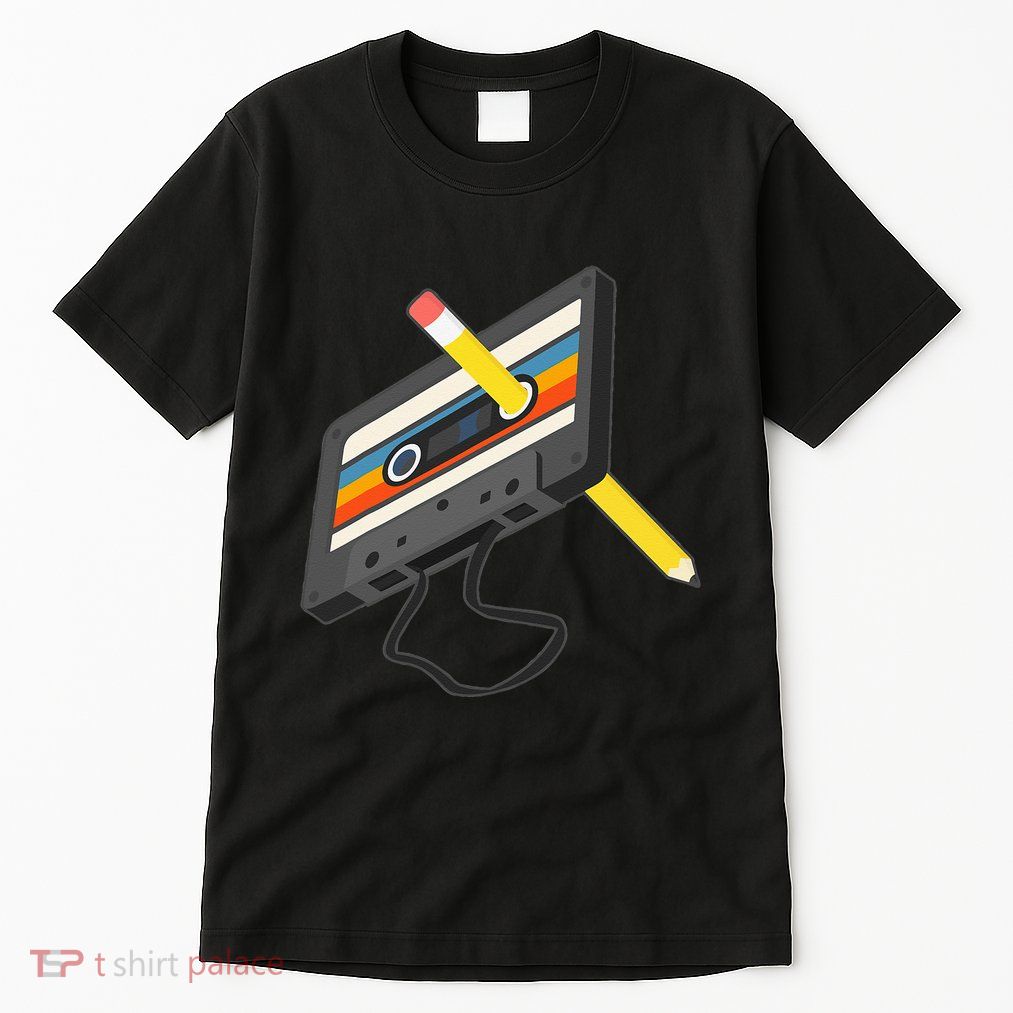 Retro Cassette Tape Pencil 70s 80s 90s Music Mixtape Tall T-Shirt