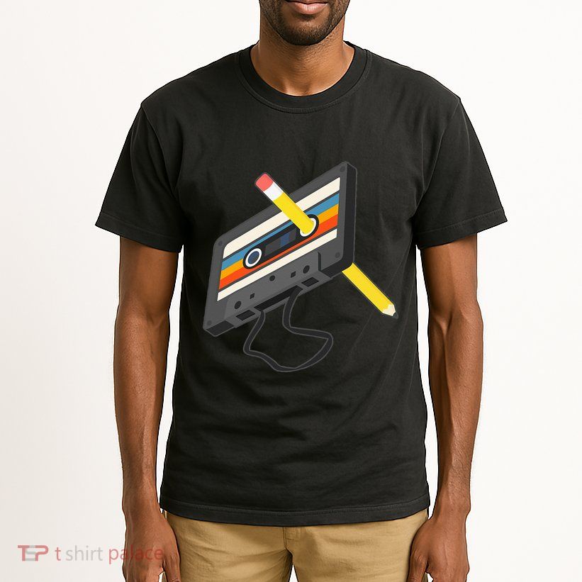 Retro Cassette Tape Pencil 70s 80s 90s Music Mixtape Tall T-Shirt
