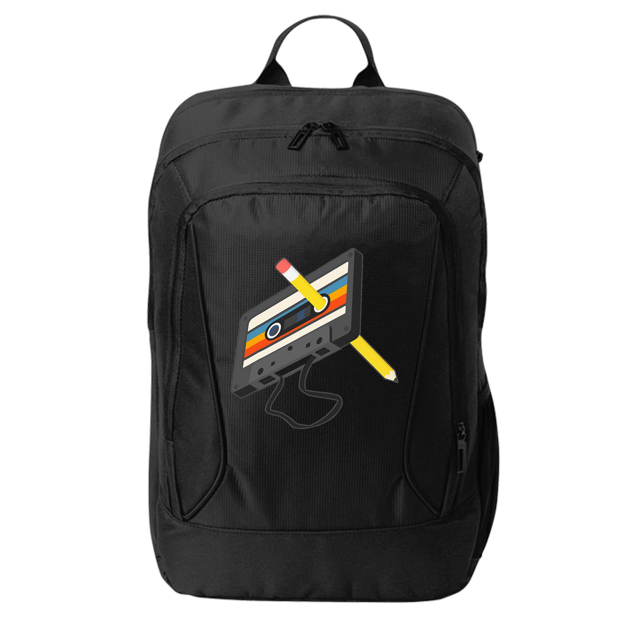 Retro Cassette Tape Pencil 70s 80s 90s Music Mixtape City Backpack