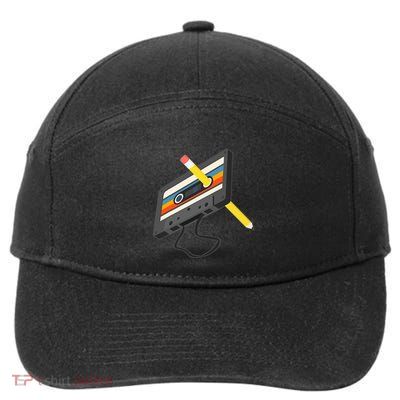 Retro Cassette Tape Pencil 70s 80s 90s Music Mixtape 7-Panel Snapback Hat