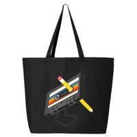 Retro Cassette Tape Pencil 70s 80s 90s Music Mixtape 25L Jumbo Tote